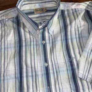 Vintage Eddie D Shirt Men's 3XLT BIue Plaid Island Inspired Button Surf Y2K *SEE